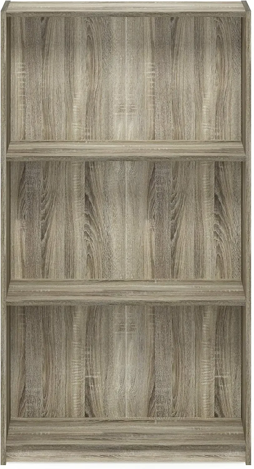 FURINNO-Prateleiras de armazenamento básicas, Estante de 3 níveis, Space Oak, 9.3 "D x 21.8" W x 39.5 "H, EUA