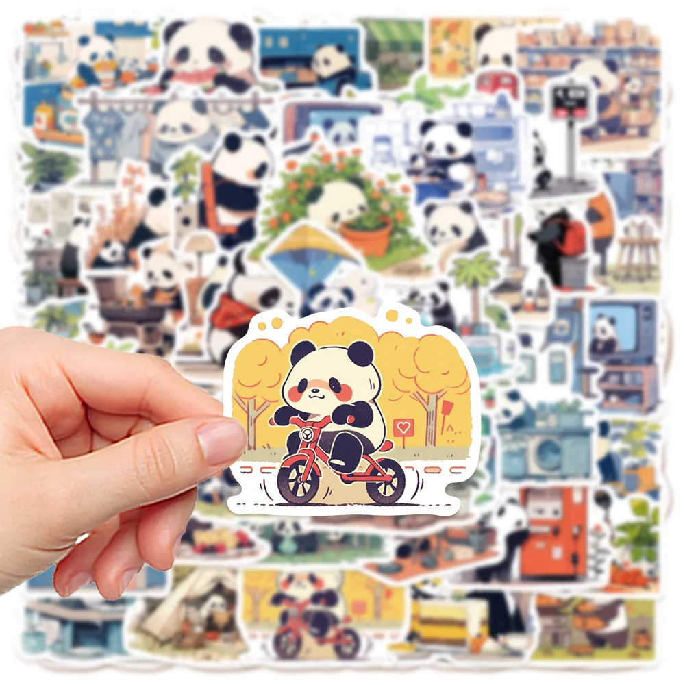 50Pcs Kawaii Animal Panda Cartoon Stickers for Kids DIY Stationery Guitar Bicycle Waterproof Cute Decoration Sticker Packs