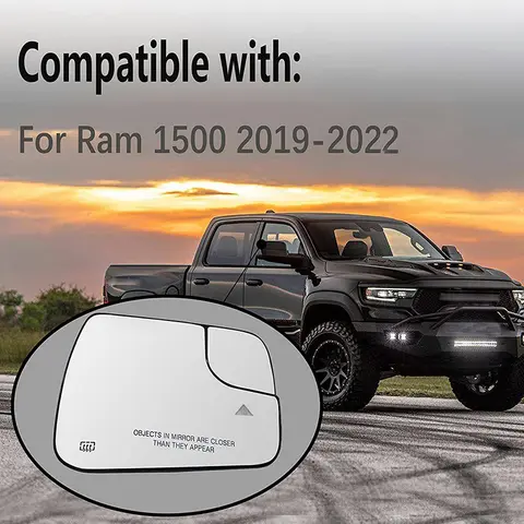 Left Right Side Heated Car Rear View Blind Spot Mirror Glass Flat With Backing Plate Fits For Dodge Ram 1500 2019-2022 2021 2020