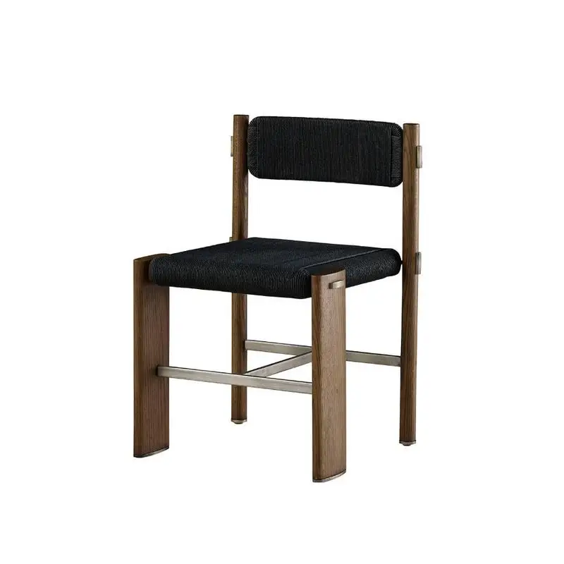 Solid Wood Braided Rope Chair Surprising Style Retro  Cafe Home Leisure Home Dining Chair