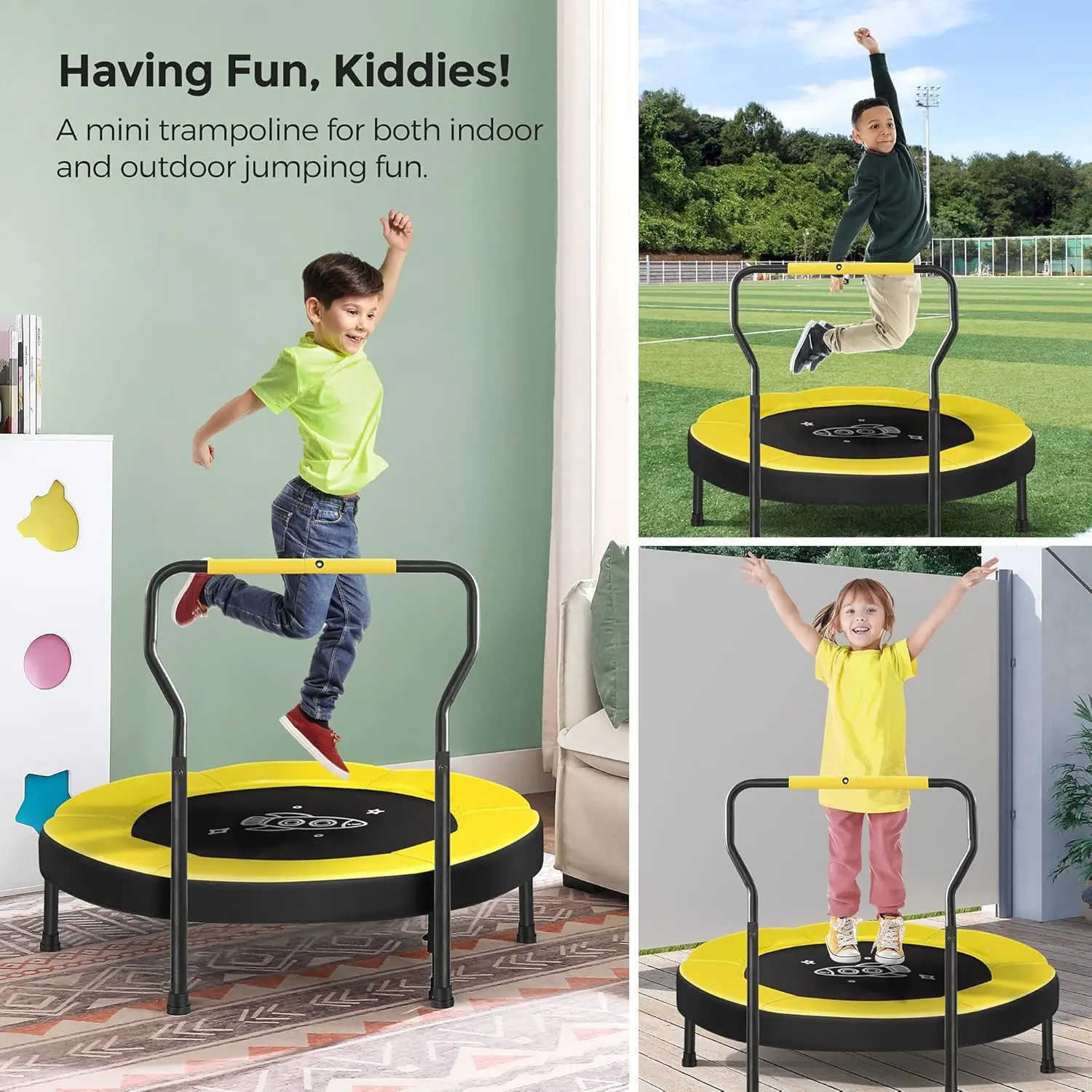 Trampoline for Kids, 3ft Mini Trampoline with Handlebar, Toddler Trampoline for Indoor and Outdoor, Max. Load 220 lb