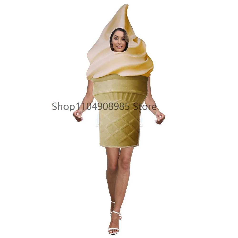 

Funny Ice Cream Cosplay Costume Adult Boy Girl Carnival Party Children's Day Performance Dress Up Food Ice Cream Cone Clothes