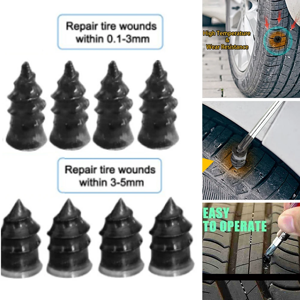 Vacuum Tire Rubber Nails CAR Good Sealing High Connection Strength Tire Repair Tubeless Tire Vacuum 8Pieces Rubber Black