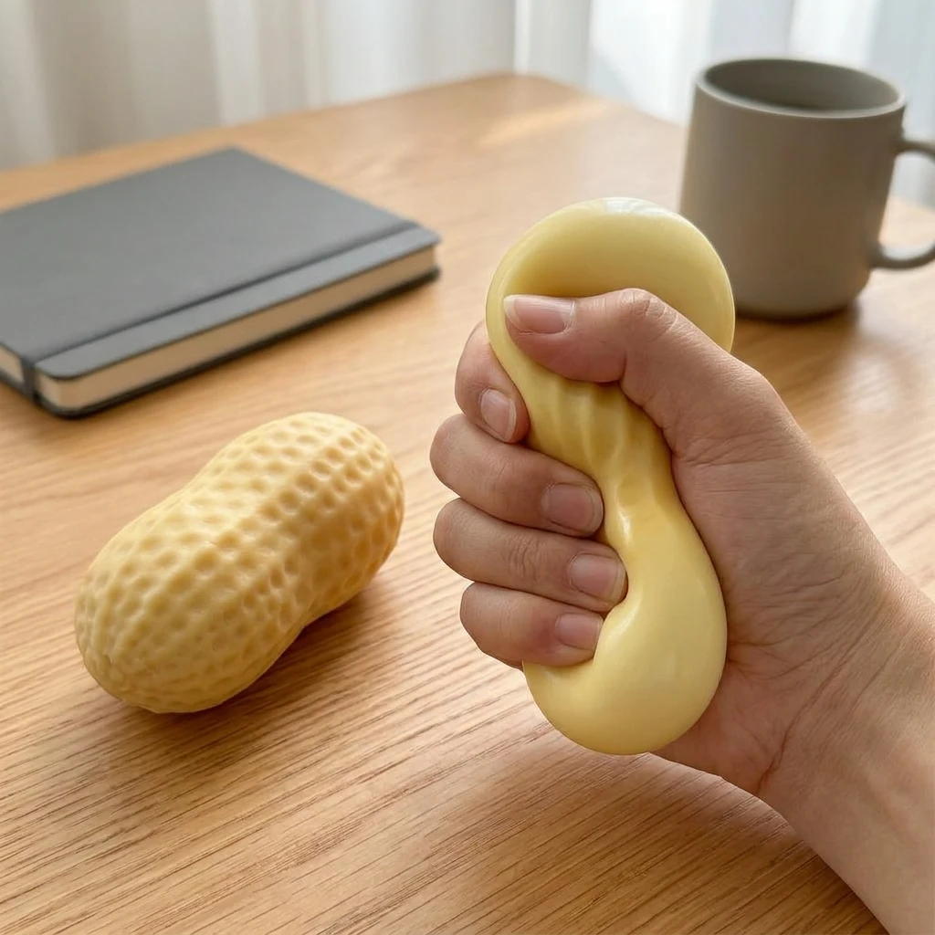1pc Large Peanut Stress Ball Squishy Toy for Anxiety Relief ADHD Autism Hand Squeeze Exercise Toy Creative Birthday Party Gift