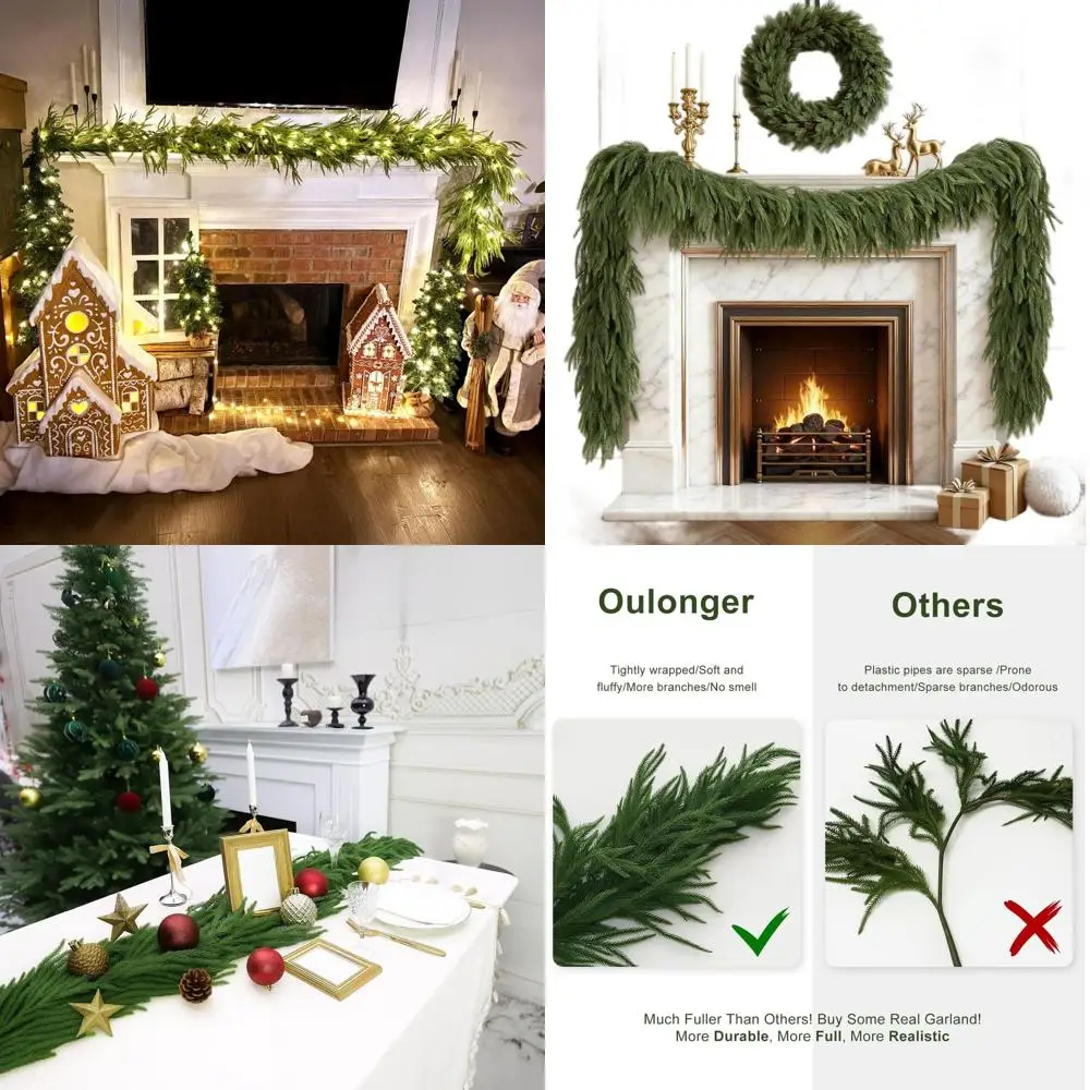 

Пара 9-футовых рождественских сосновых гирлянд Norfolk премиум-класса для праздничного домашнего декора и наружных настроек