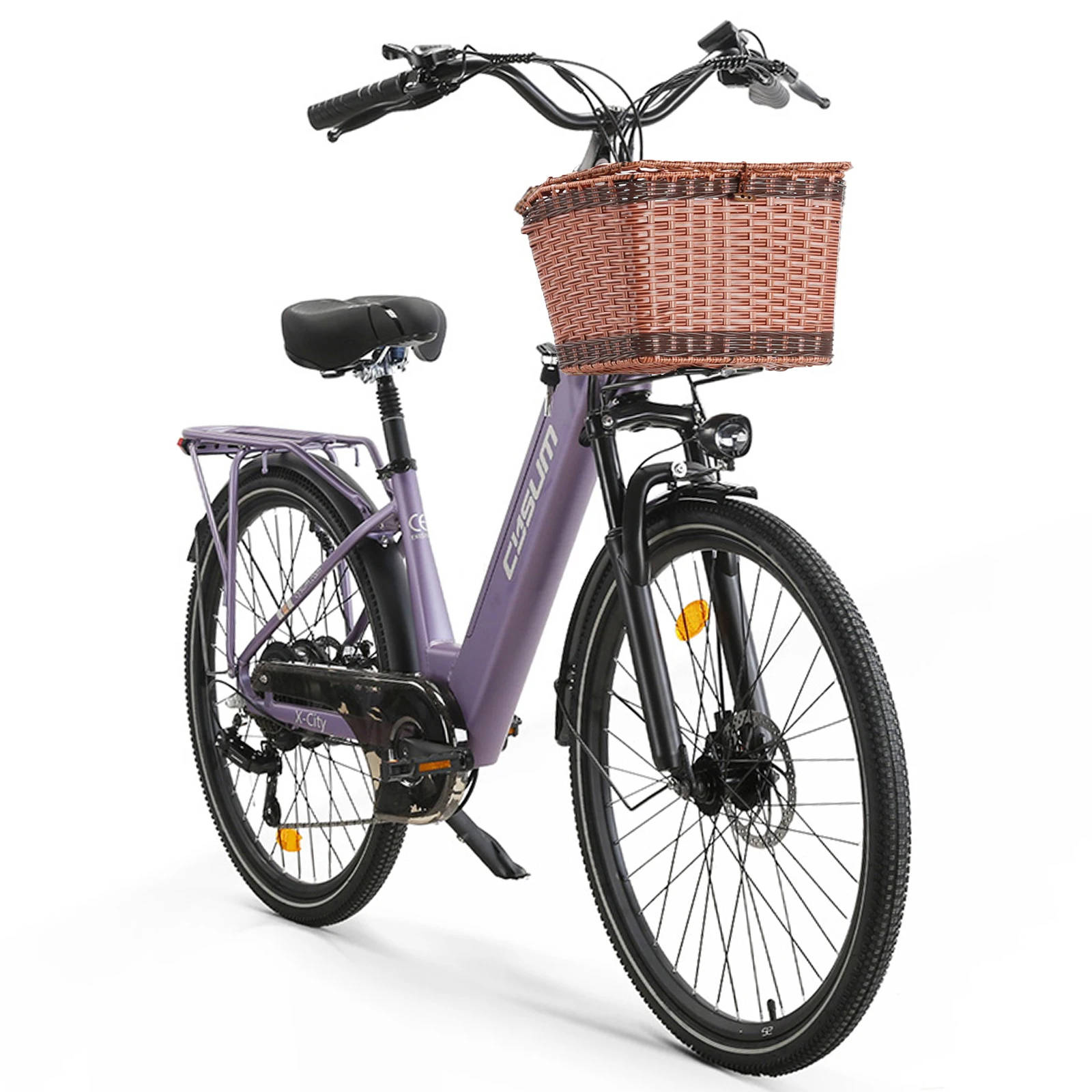 CYSUM X-City 26" elektrische fiets, stads-forens elektrische fiets, 48V 10,4Ah Li-batterij, damespedaalondersteund ebike-bereik 80-100 km