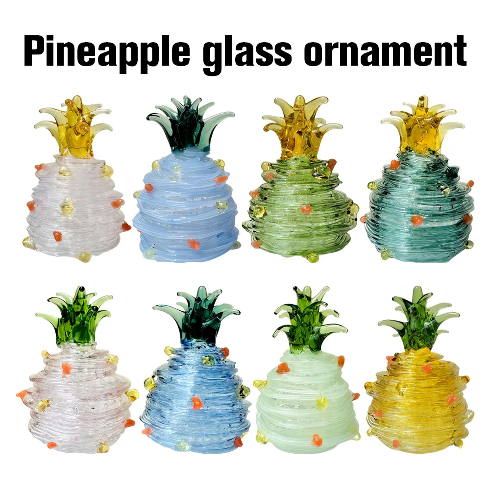 

2pcs Handmade Glazed Glass Pineapple Ornament – Colorful Desktop Home Decor for Living Room, Bedroom – Birthday or Holiday Gift