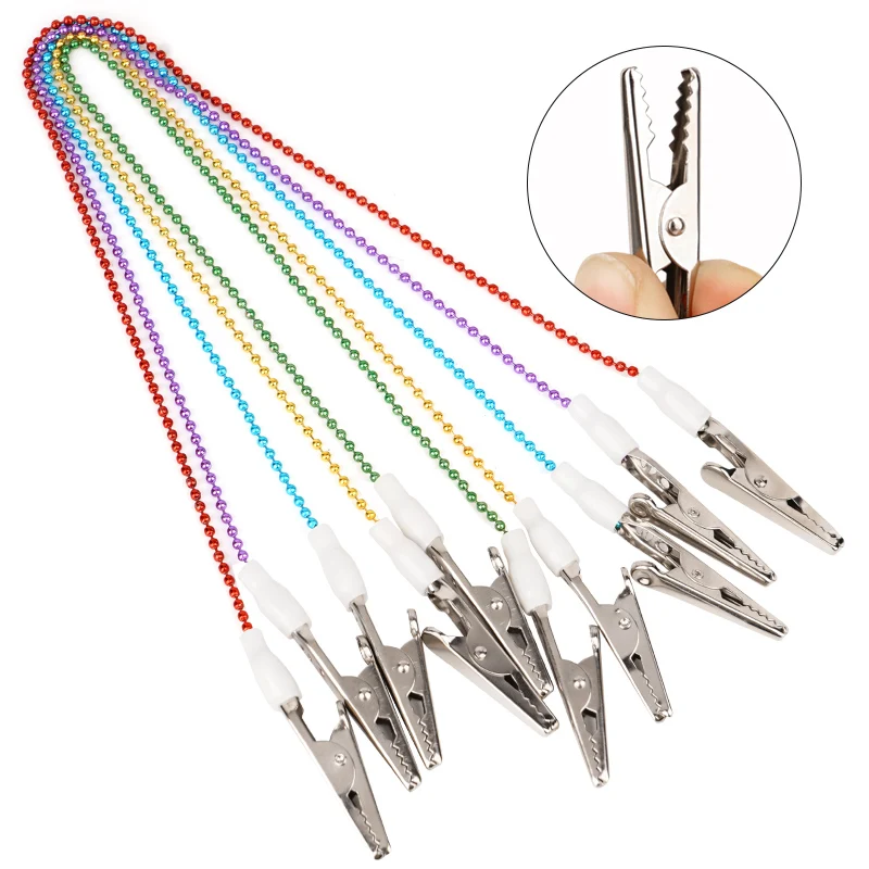 5pcs Dental Scarf Clip Paper Saliva Towel Bib Clips Metal Ball Chain Napkin Holder For Dentist Lab Dentistry Supplies Material
