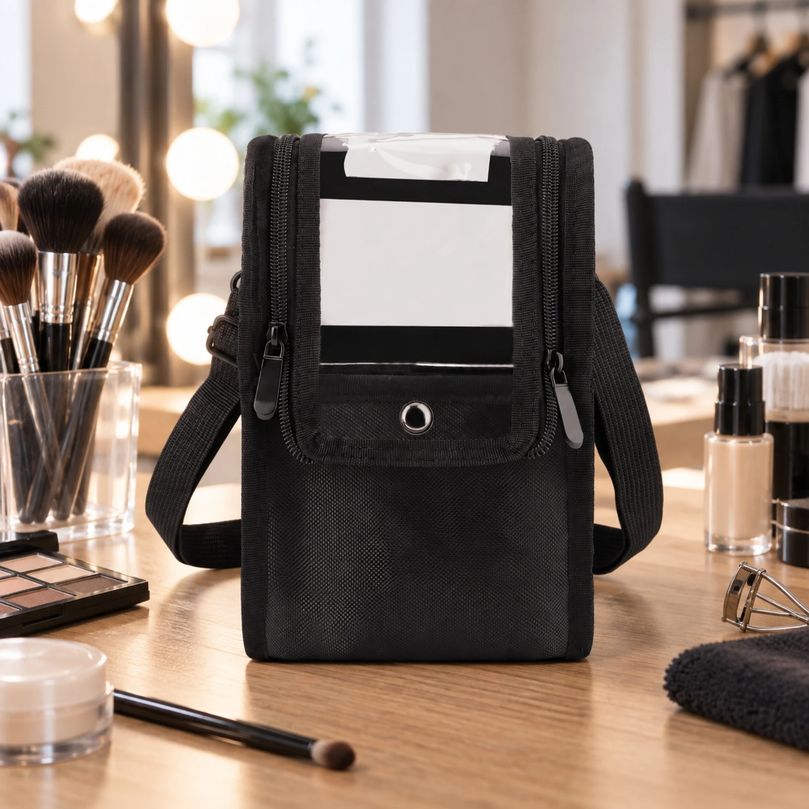 Makeup Brush Organizer Bag Structured Upright Makeup Brush Organizer Lightweight Easy to Clean for Studio Work