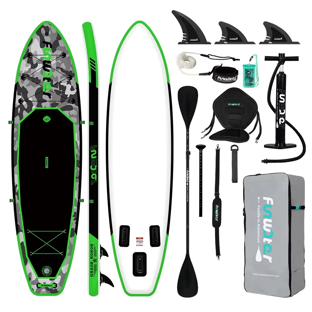 FunWater SUPFW10A Aufblasbares Stand-Up-Paddleboard 330*84*15 cm, Hohe Stabilität, Rutschfest, mit Komplettzubehör, Leicht und einfach zu transportieren, Geeignet für Familienreisen, Wasseryoga,