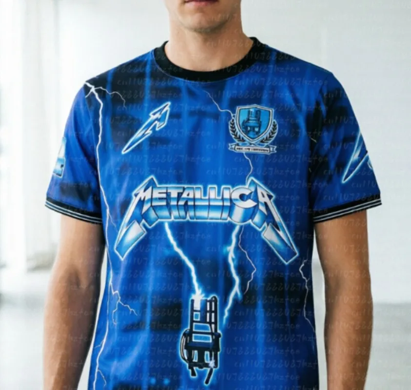 2026 Neues Metallica Ride The Lightning Fußballtrikot Sommer-Sport-T-Shirt Atmungsaktive Schnelltrocknende Familien-Partnerkleidung