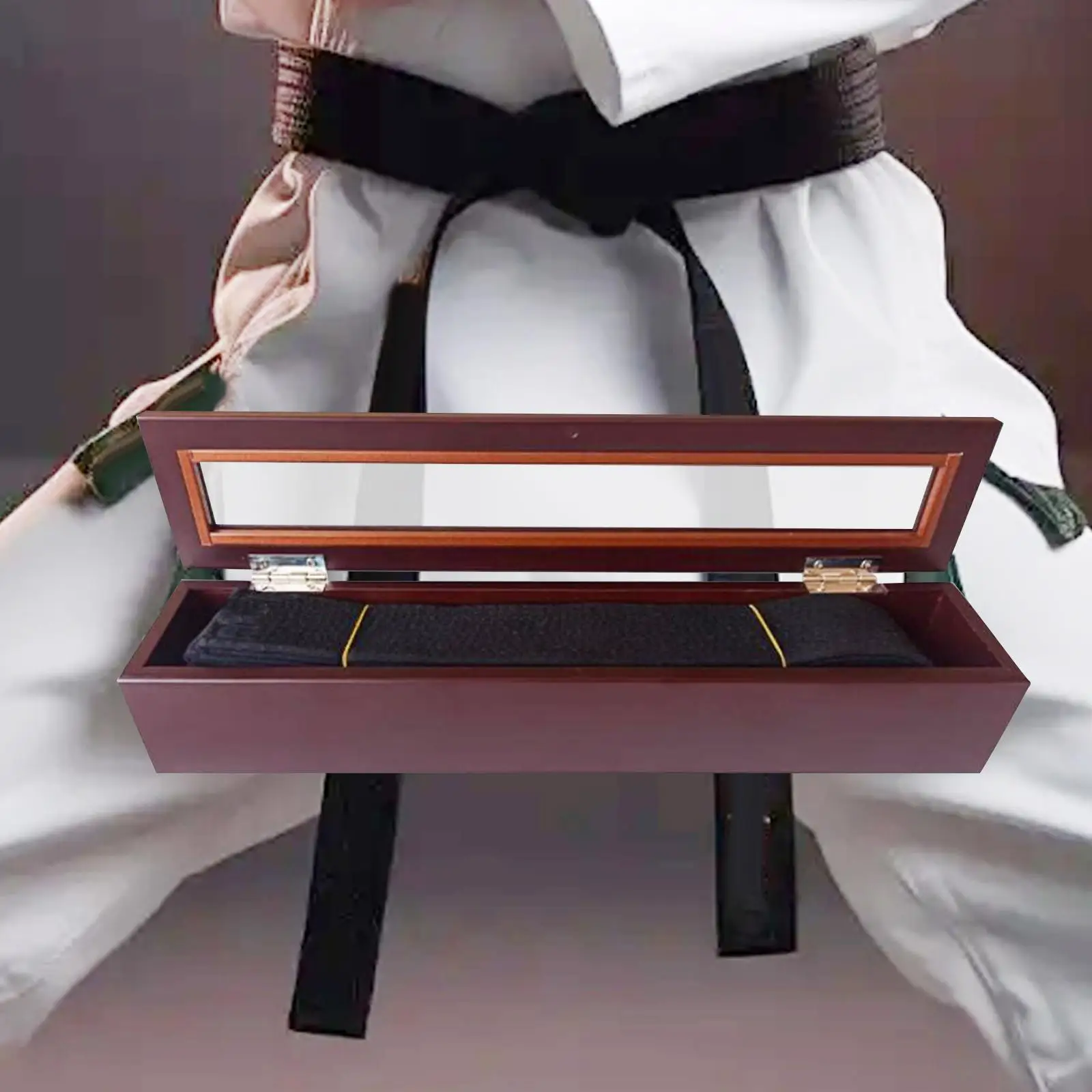 

Karate Belt Display Rack Kids Accessories Case Taekwondo Belt Storage Wood Gift Box for Judo Muay Thai Taekwondo Boxing Bedroom