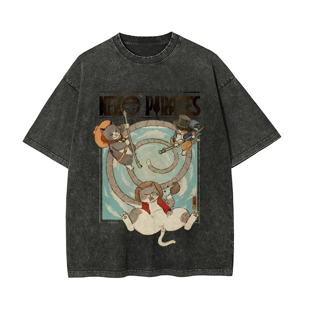 

Футболка с короткими рукавами и принтом ONE PIECE, повседневная летняя одежда, мужская уличная одежда, мужская футболка, стираная и старая, удобная поп-футболка