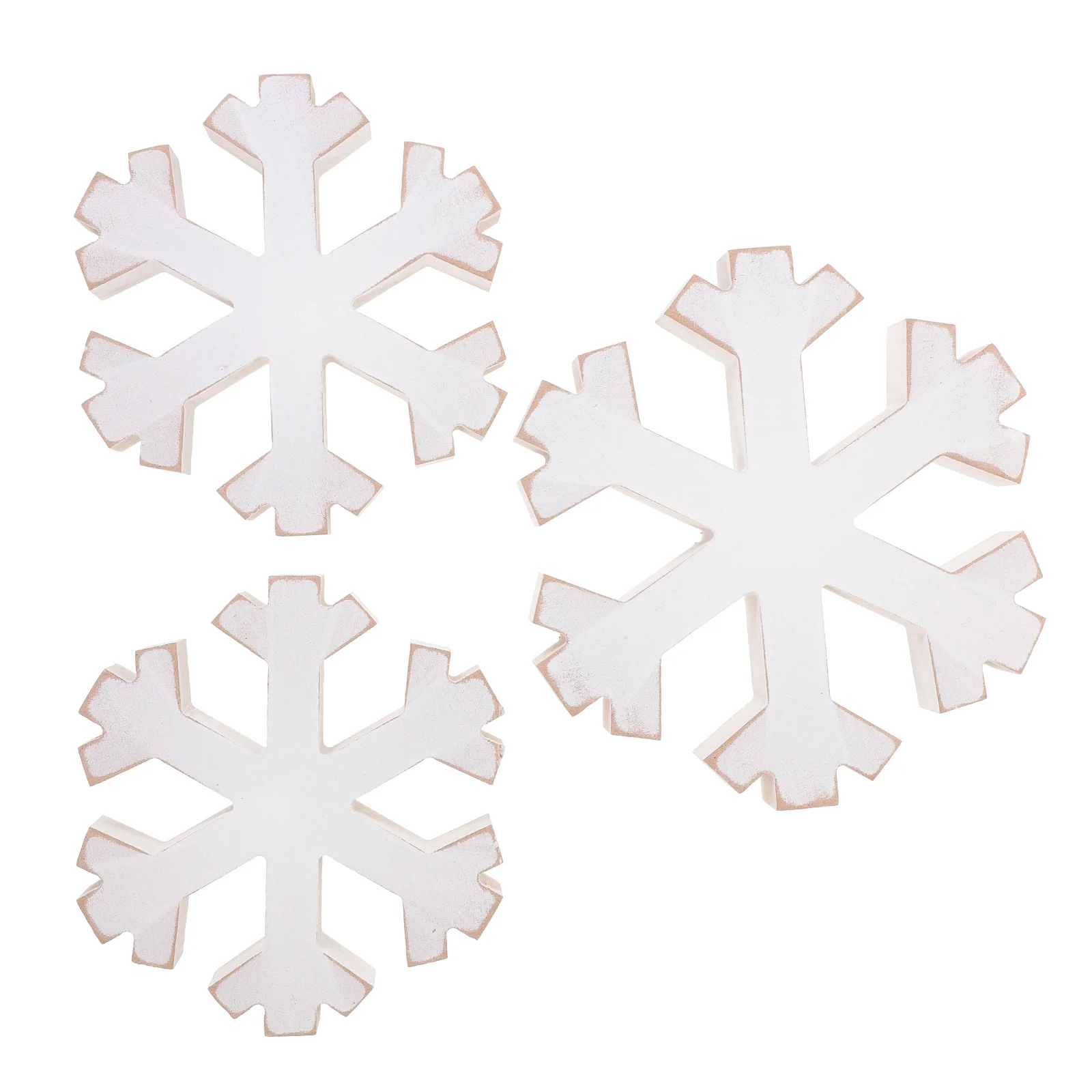 

3Pcs Snowflake Wooden Decoration Creative Design Christmas Wood Ornament Festival Party Table Decor Winter Snowflake Decor
