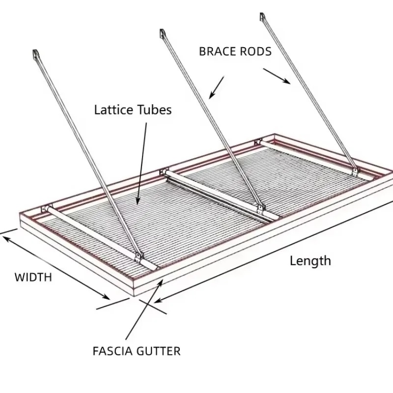 Custom 6063-T5 Aluminum Awning Awning Parking Lot Patio