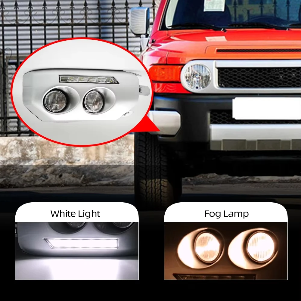 

TOYO Car Led DRL For Toyota FJ Cruiser XJ10 2007-2014 Front Bumper Daylights Daytime running light Fog Lamps Foglight