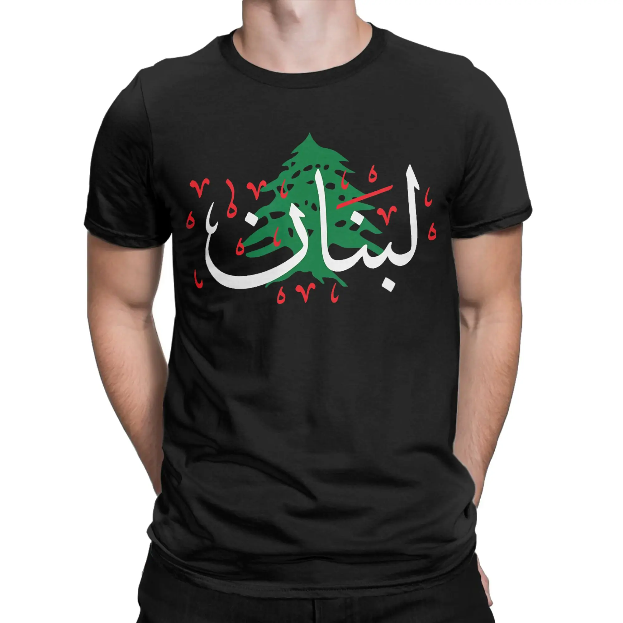 Men's Lebanon Flag Map T-Shirts  100% Cotton Tops Summer Y2K Funny Short Sleeve T-Shirt O Neck Harajuku Printed Tee Shirt