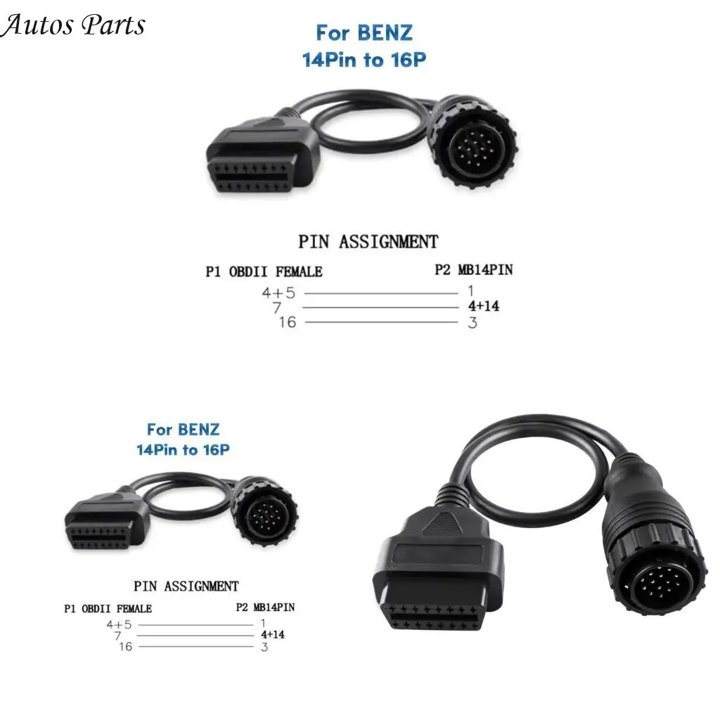 

57BA OBD2 Connector Diagnostic Cables Adapter OBD2 Engine Fault Diagnosis Detector for SPRINTER Auto Accessory14Pin to 16Pin