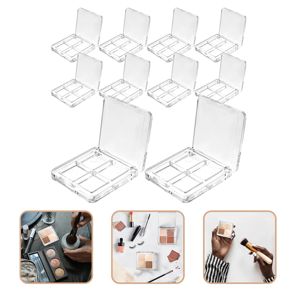 10 Pcs Eye Shadow Box Makeup Sub-packing Cases Empty Eyeshadow Organizer DIY Plate Clear