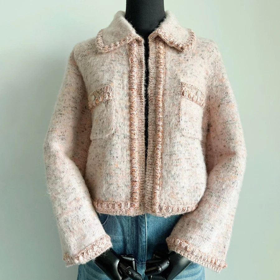 

NIGO Women's Spring/Fall Lapel Cardigan Jacket in Cashmere-Wool Blend With Casual Short Skirt Ngvp #nigo2341 #hz1135