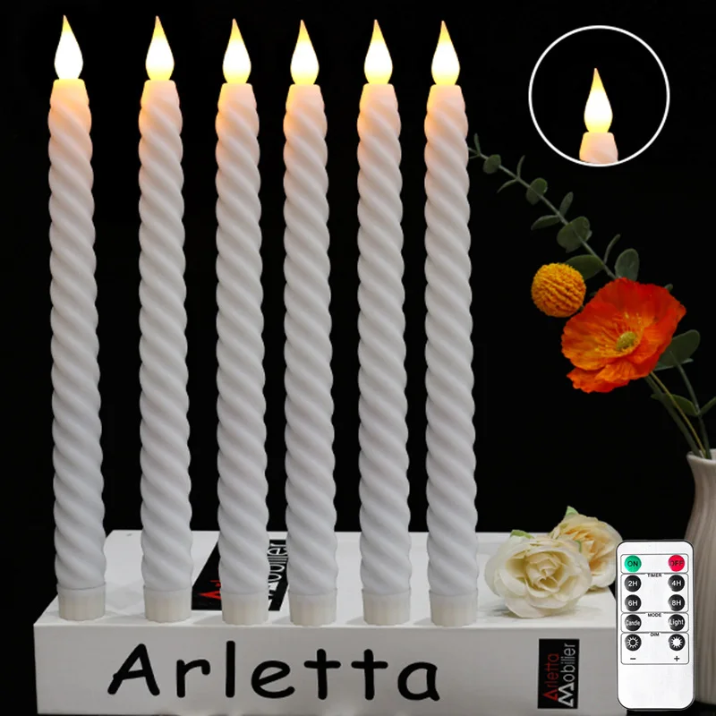 3x 2x led taper candle & Remote Timer yellow flicker 3D Wick Window Light fireplace Lamp portable atmosphere lighting decors