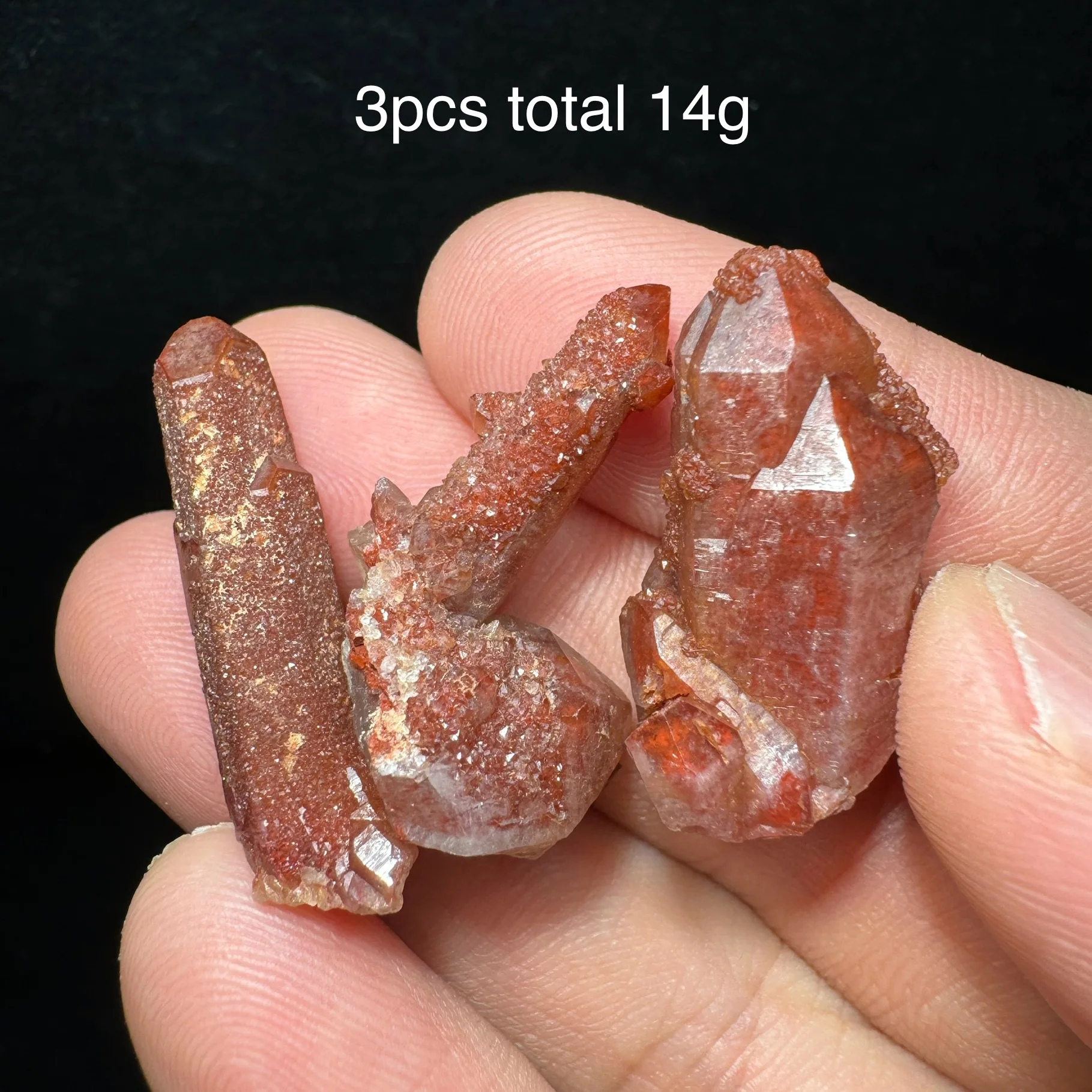 3pcs Natural Morocco Red Quartz Crystal Cluster Mineral Specimen Rock Home Decor Gift Healing Stone