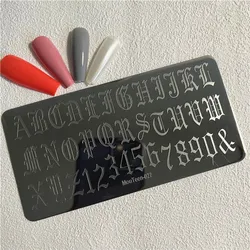 Wordart Stamping Plate Gothic Letters Nail Plate Arabic Numerals Nail Stamp Plate Mouteen-027