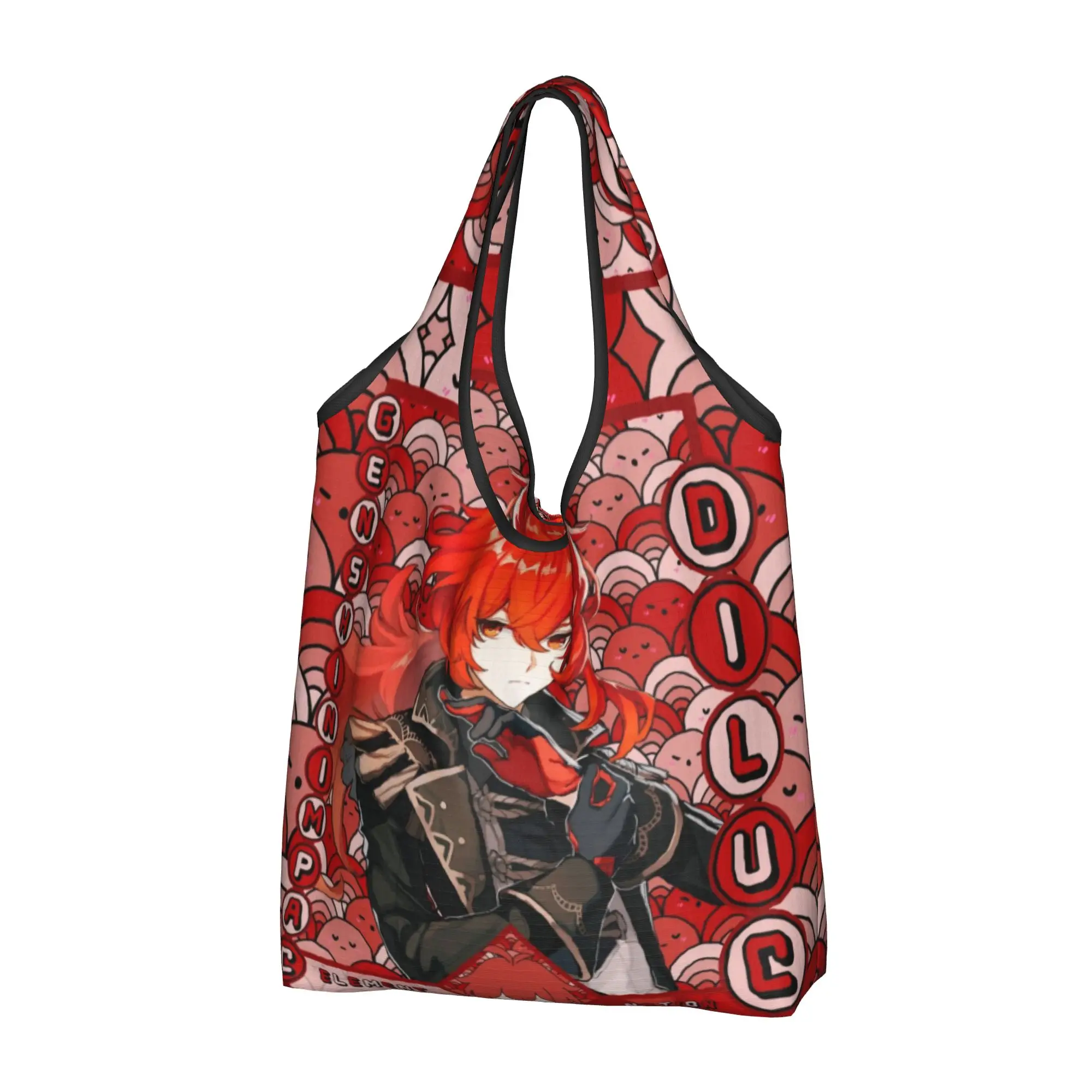 Kawaii Printing Anime Genshin Impact Shopping Tote Bag Portable Shopper Shoulder Manga  Handbag