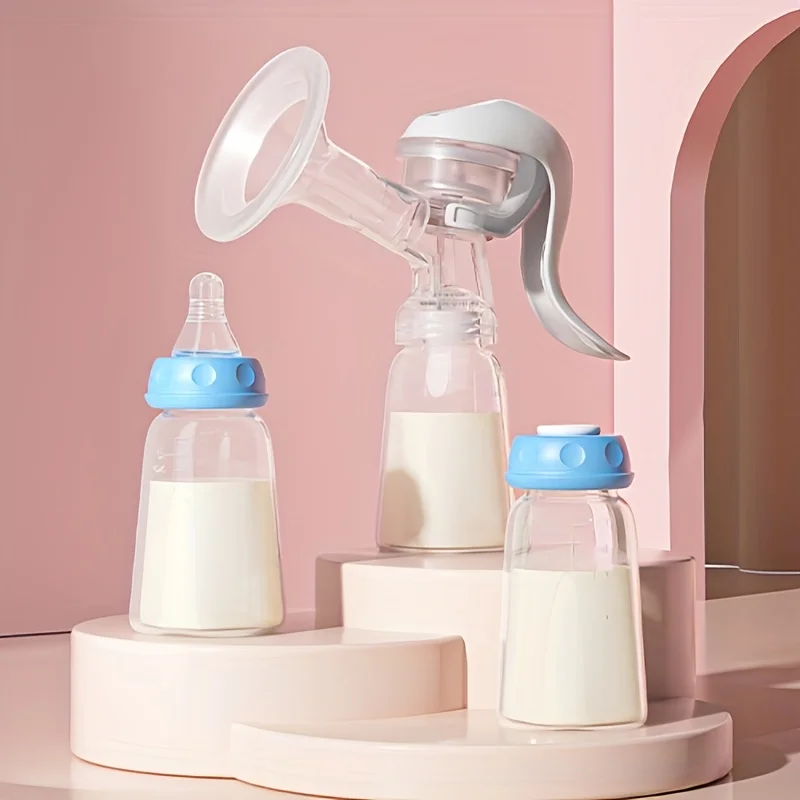 Manual Breast Pump with 150ml Standard-neck Baby Bottle, Feeding Bottle,Portable Breast Pump with Milk Collector