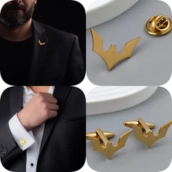 Stainless steel Bat Brooches Men Halloween Jewelry Accessory gold plated 3 colors lapel pins festival Gifts for Boyfriend