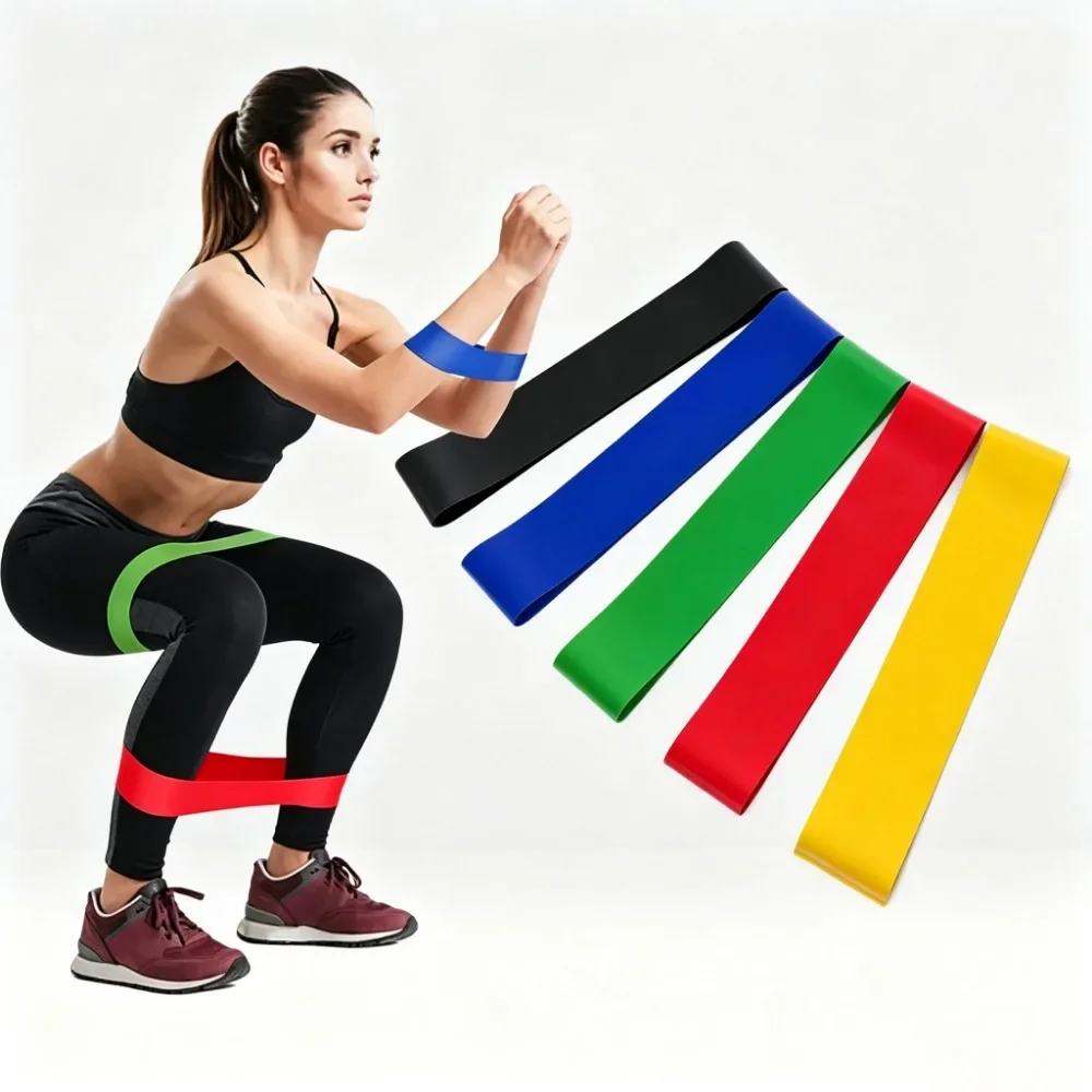 Elastic Loop Multi Resistance Yoga Bands, Stretch Fitness Exercise Bands for Hip Booty Leg Squat Dance Training