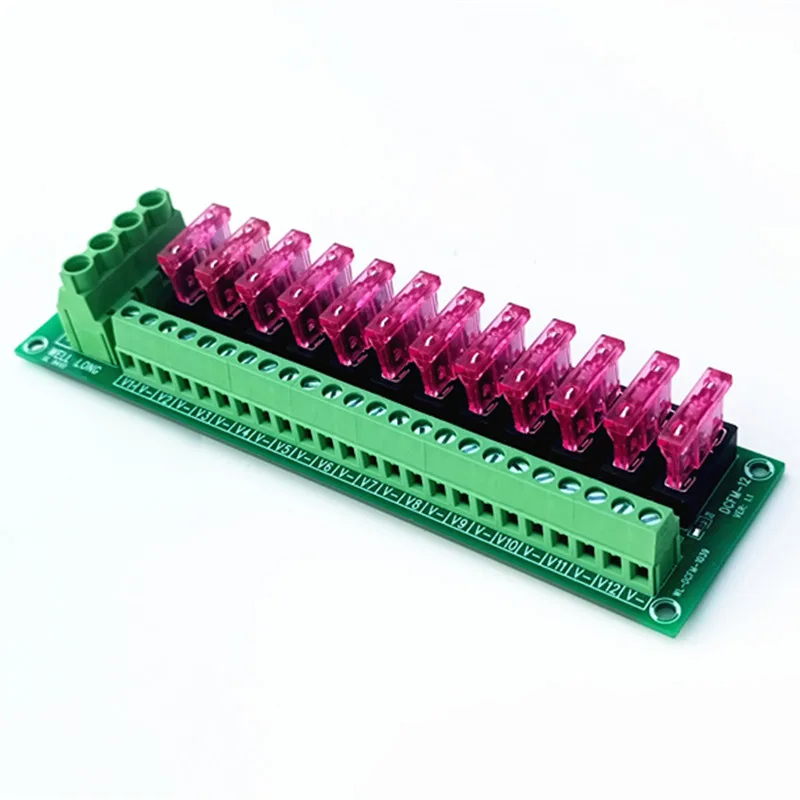 DC Power Fuse Distribution Strip Module Terminal Block 12 Position Expandable