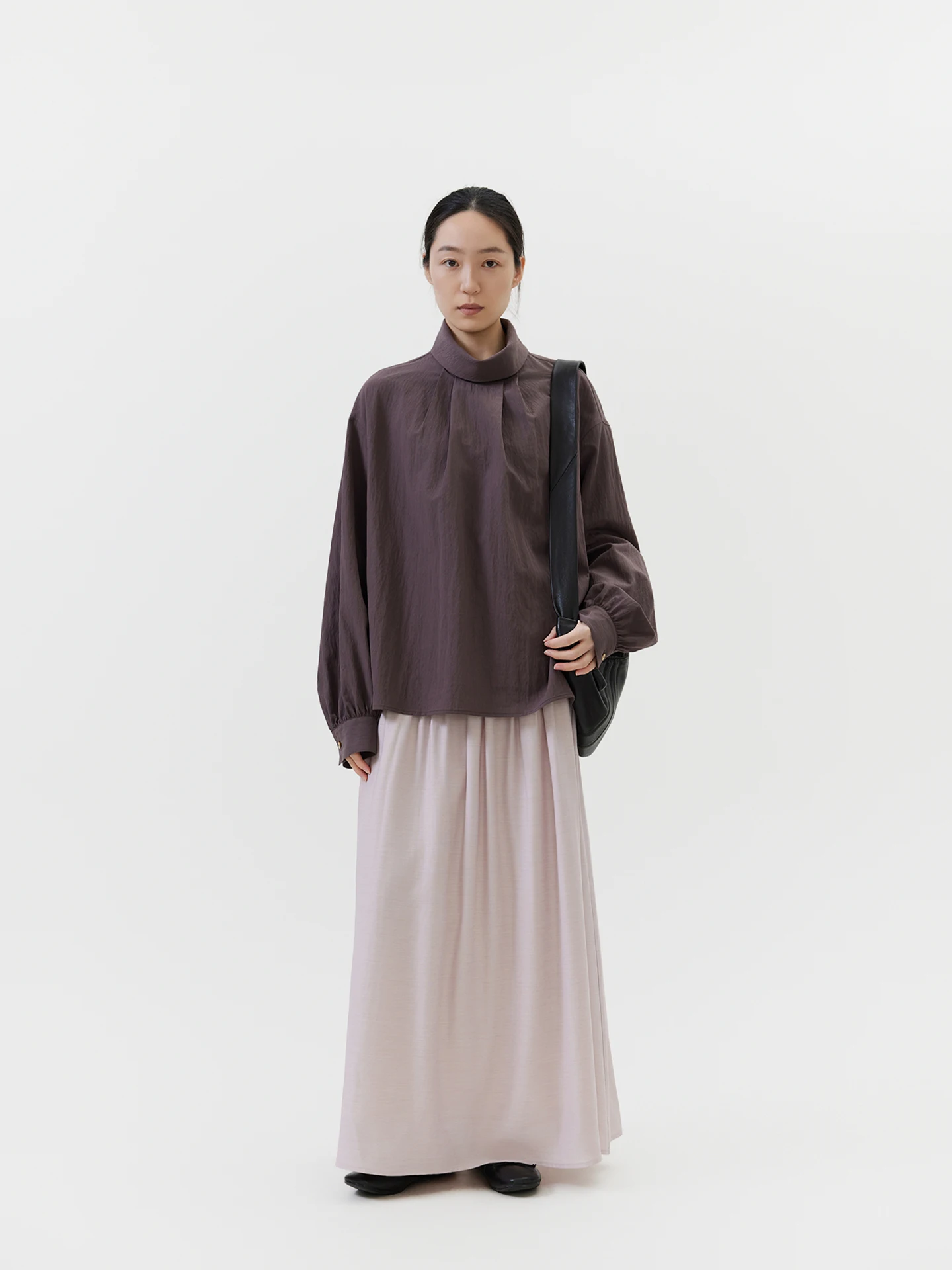 

Ele Ba Collar irt Seei Loose Fit Cotton Long Sve Women's Mid-Length Breathable Skin-Friendly Faion Spring