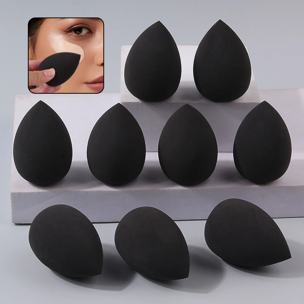 9 huevos de belleza con formas múltiples para uso en seco y húmedo, Q hinchables y suaves sin pegar en polvo, herramientas de maquillaje multiusos