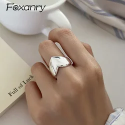 Foxanry Smooth Love Heart Geometric Rings For Women Couples Minimalist Trendy Creative Classic Party Jewelry Accessories Gifts