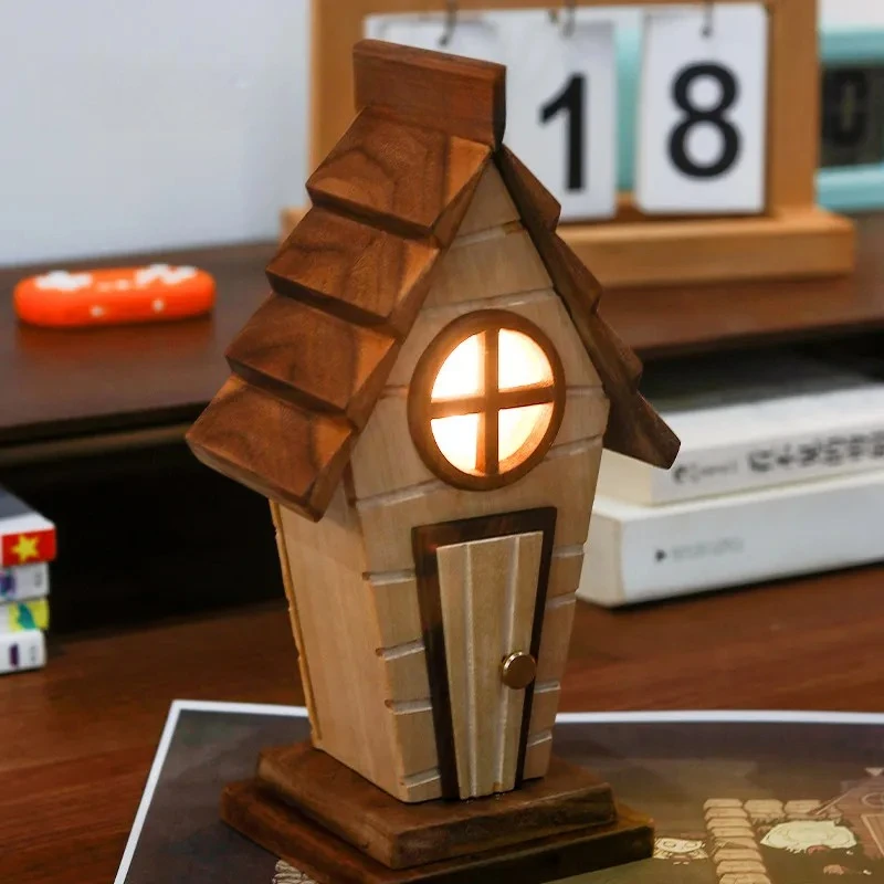 

Handmade Wooden Cabin Model - American Style Desktop Ornament, Valentine's/Christmas Gift, Home Office Decor & Collectible