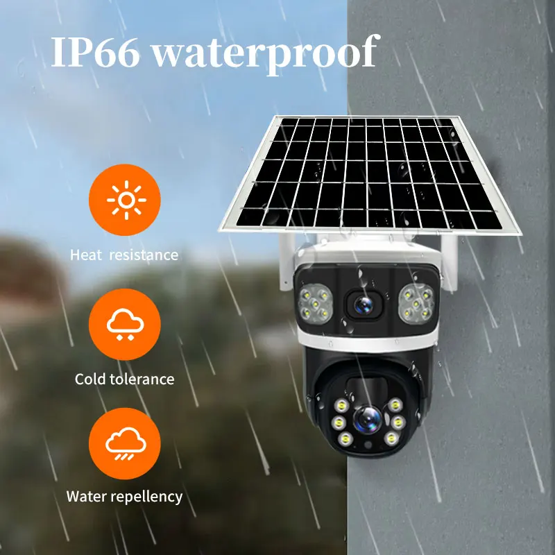 4 k12mp Dual Lens Solar kamera Outdoor Security Wifi Überwachungs kameras mit Solar panel Human Detection 4g Sim Ptz CCTV-Kamera