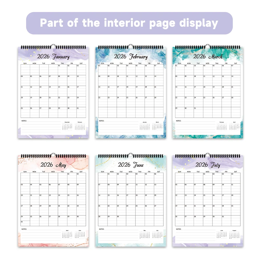 1 قطعة تقويم حائط 2026، سلسلة ألوان مائية بسيطة، خطة شهرية لمدة 12 شهرًا، هدية مثالية لأعياد الميلاد وعيد الميلاد ورأس السنة الجديدة #5