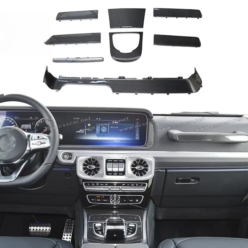W464 Car Interior Accessories Carbon Fiber Central Console Panel Gearshift Handle Door Panel Cover