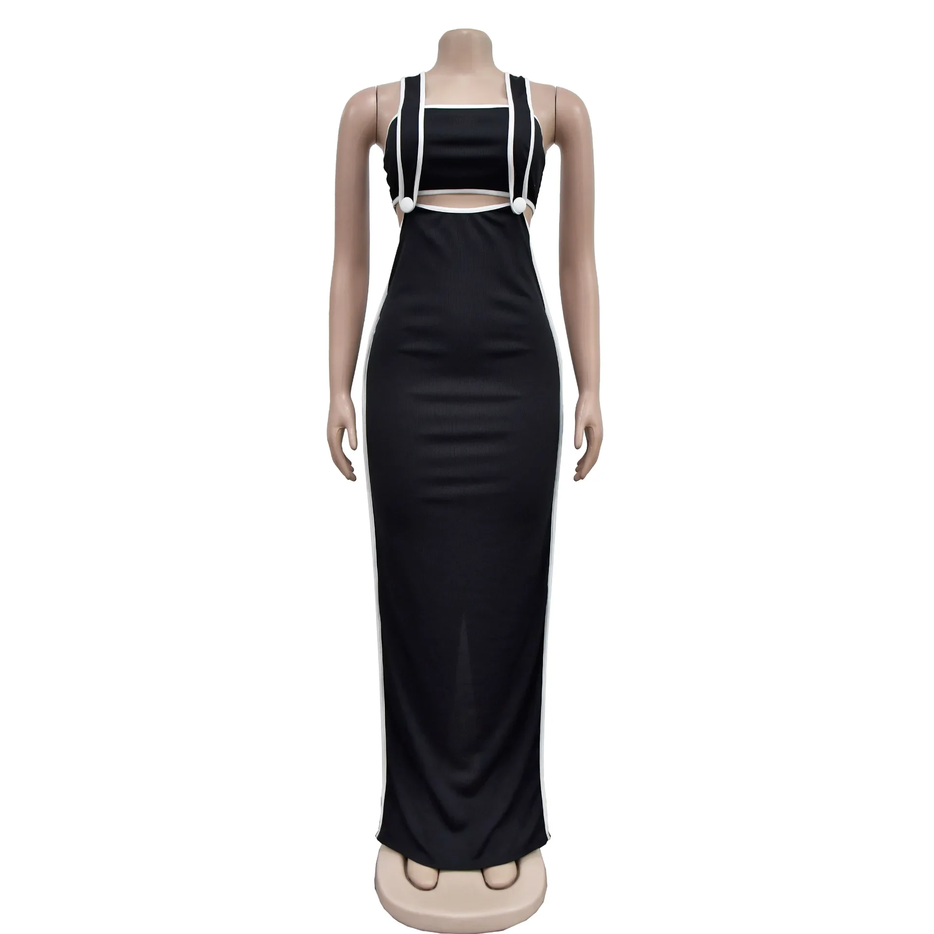 Vestido largo de dos piezas para mujer, traje Sexy con cuello Halter, Espalda descubierta, elegante, XSY20