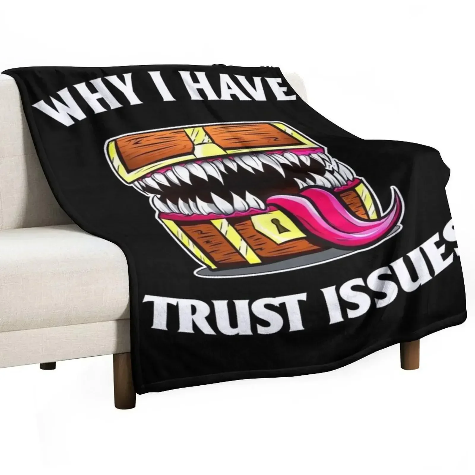 

Mimic chest Why i have trust issues Throw Blanket Bed covers Quilt Blankets