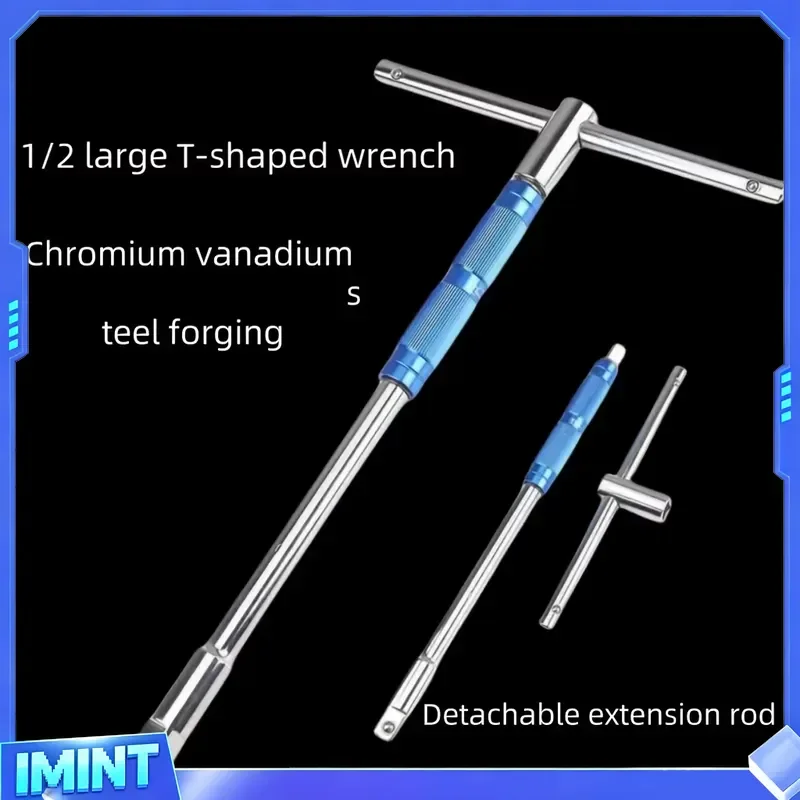 Multifunctional T-Handle Socket Wrench Set, Interchangeable Sockets and Lever Bar, Easy to Use Hand Tool for Repair Work