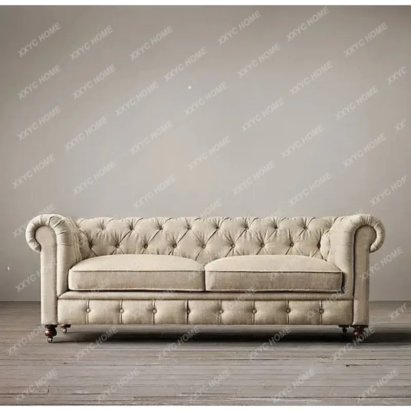 XX country style high-quality cotton and linen flannel double sofa