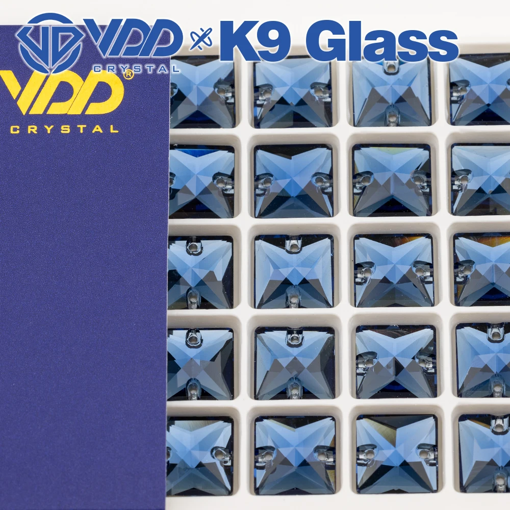 VDD S119 Montana Square Hochwertige K9-Glas-Applikationssteine zum Aufnähen, flache Kristall-Strasssteine zum Nähen für Bekleidungsdekorationen – Detail 4
