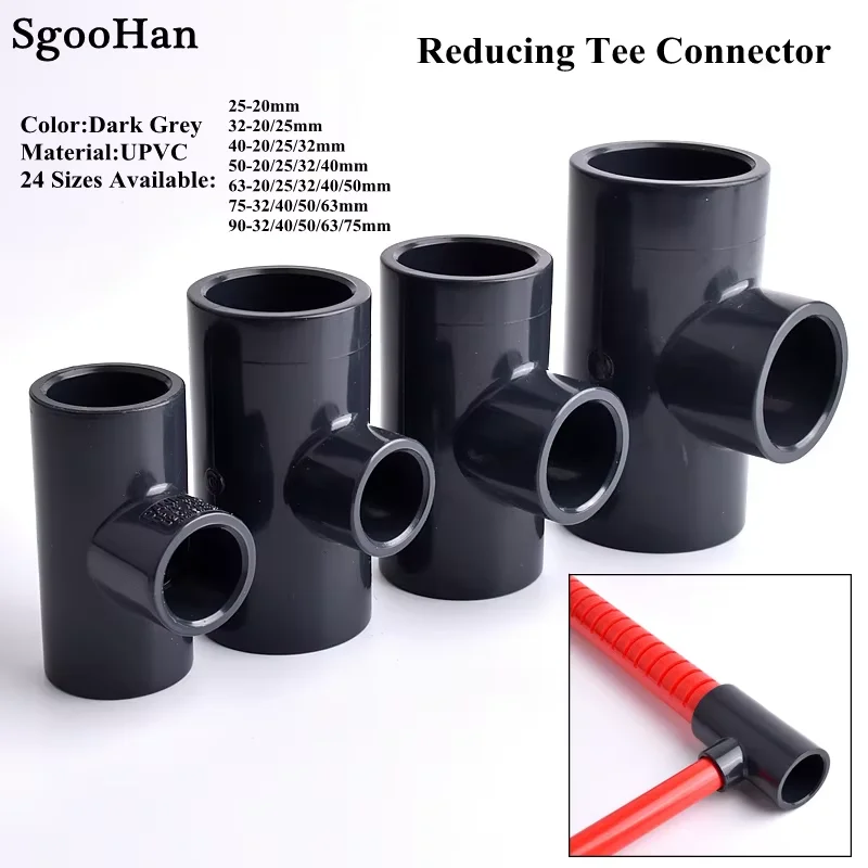 

20-90mm Grey PVC Pipe Connector Straight Elbow Tee Cross Joints Water Pipe Adapter Home DIY Tube Ways Joints