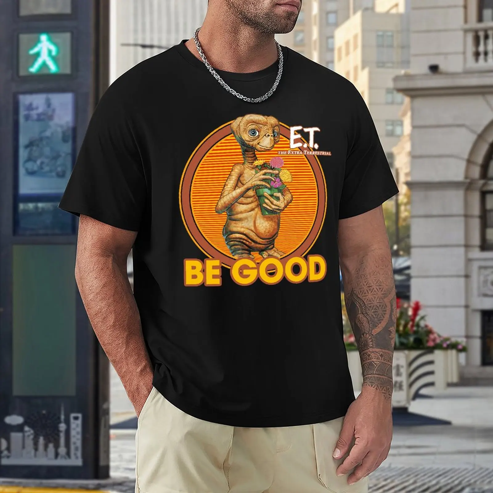 ET Be Good Vintage Retro Style Gift Fan Es T-shirt Crewneck Sport Top Tee Unique Fitness Casual Eur Size