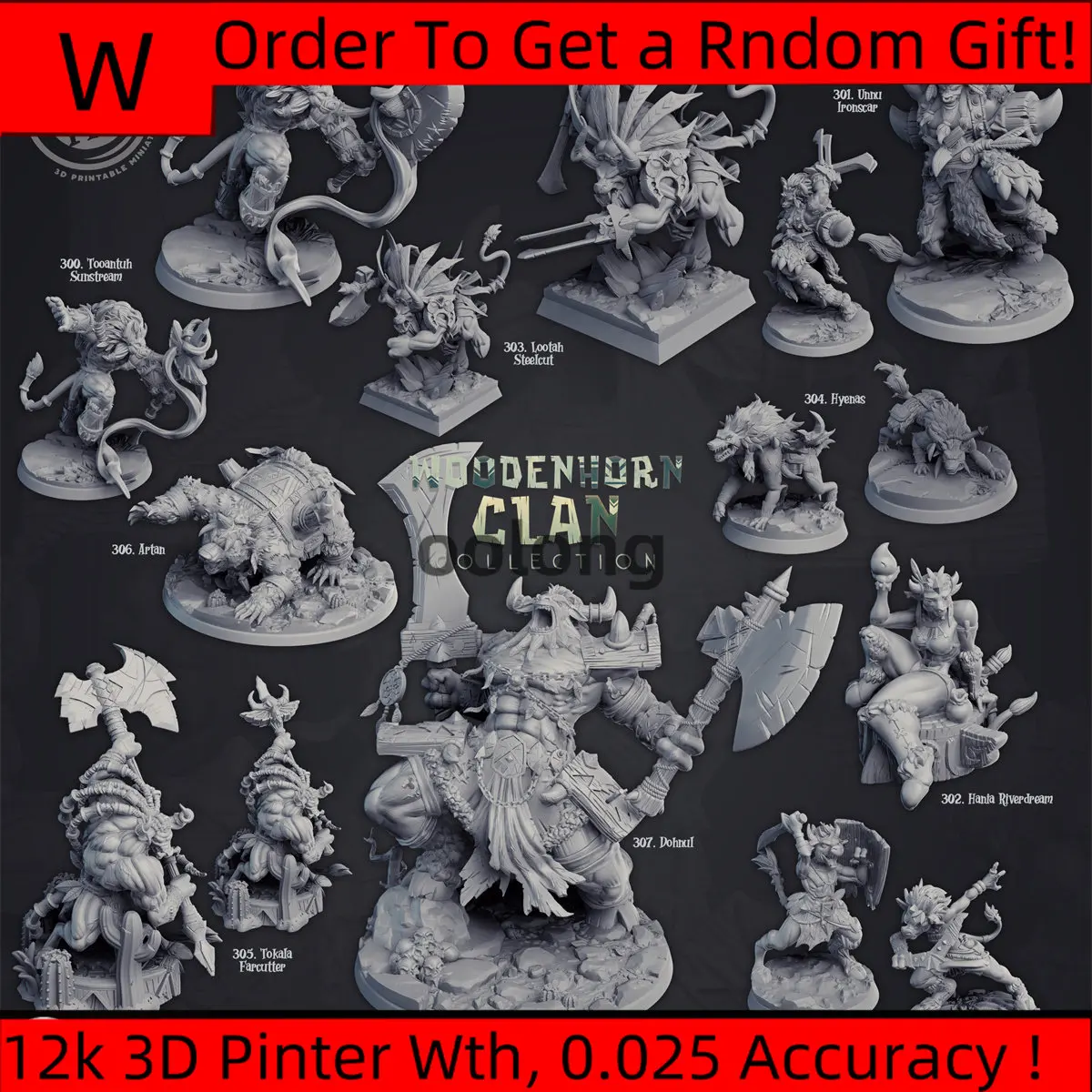 Miniature Resin Model [Tauren] Warrior Warrior Wizard, Brown Bear Dnd Board Game War Chess Sub-model Unpainted