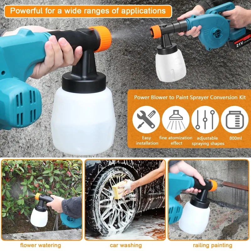 Ventilador de energia para pulverizador de pintura, kit de conversão, máquina de sopro elétrica para pintura, dispositivo de pulverização, acessórios de montagem, conjunto de água