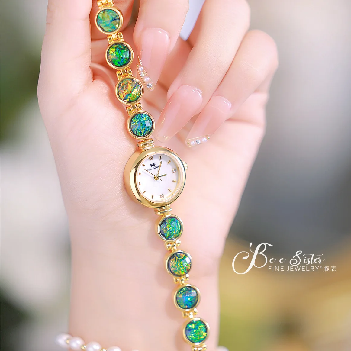 Women Watches Luxury 2023 Gold Watch For Women Green Malachite Bracelet Wristwatch Dresses Elegant Fashion Female Small Clock