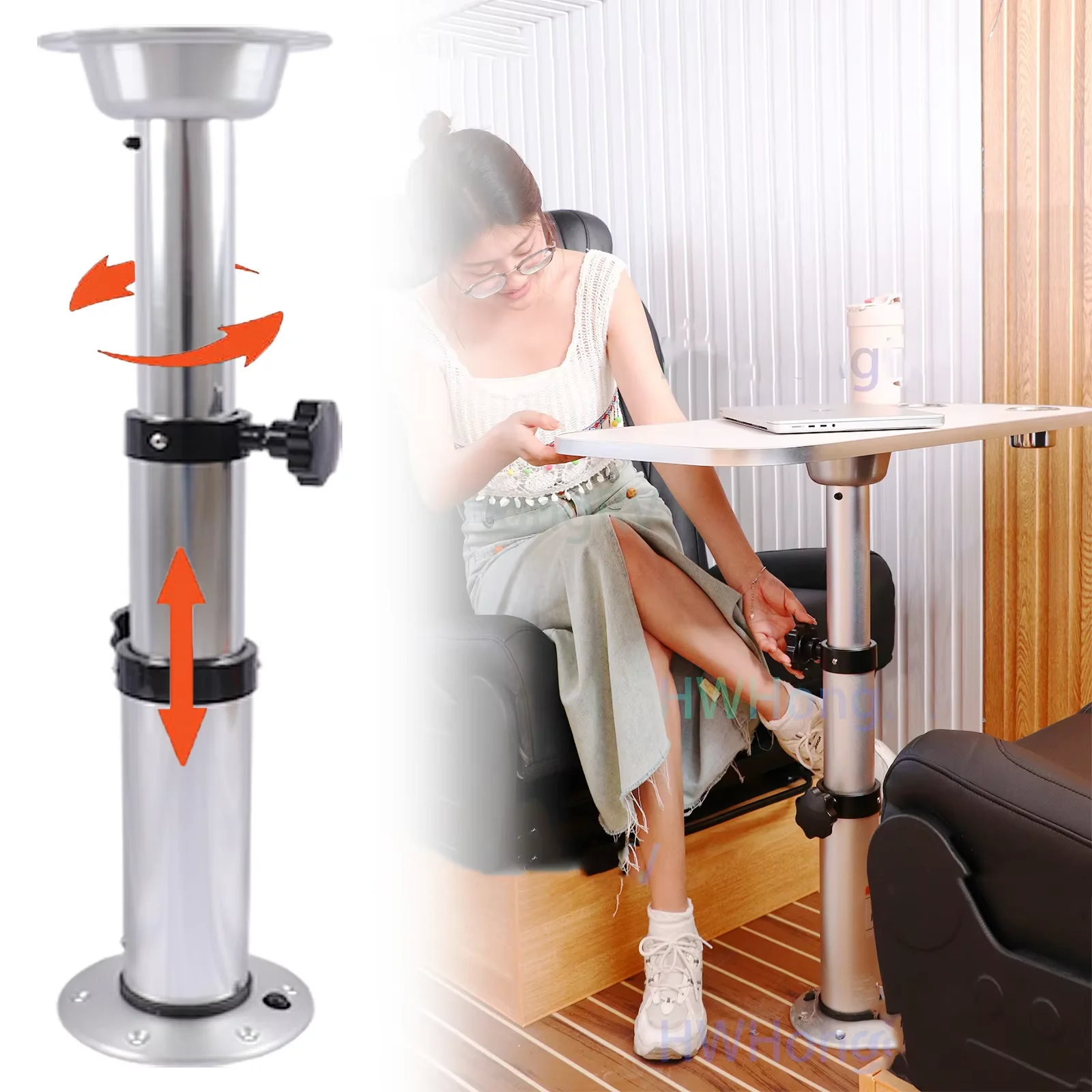 3 مستويات قاعدة طاولة قارب RV قابلة للتعديل، قاعدة دعامة أرجل طاولة RV من سبائك الألومنيوم قابلة للإزالة، ارتفاع 17-29 بوصة/42-75 سم قابل للتعديل #1